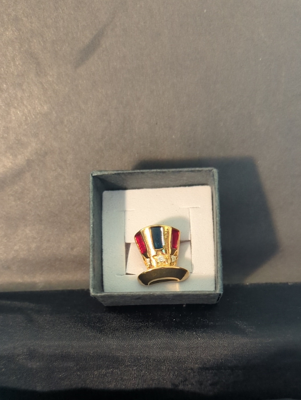 Patriotic Top Hat Lapel Pin - Red, Blue, White